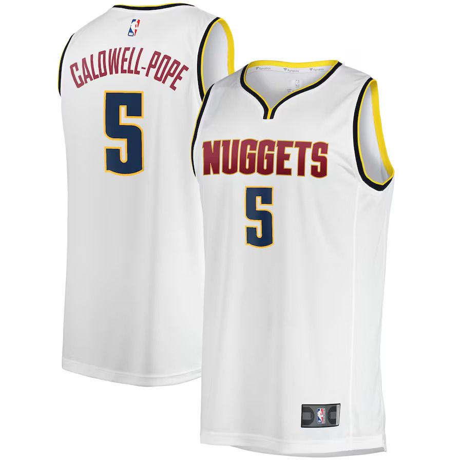 Men Denver Nuggets 5 Kentavious Caldwell-Pope Fanatics Branded White Fast Break Player NBA Jersey